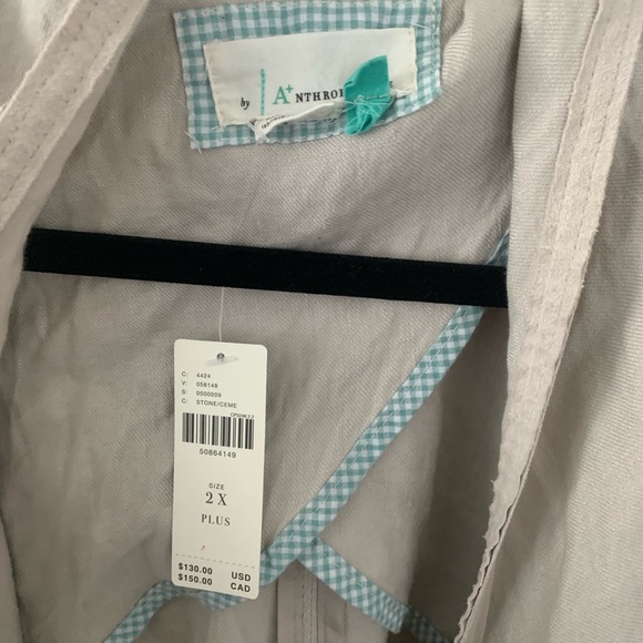 Anthropologie 2X & 3X Cascade Linen/Suede Jacket - Picture 6 of 8